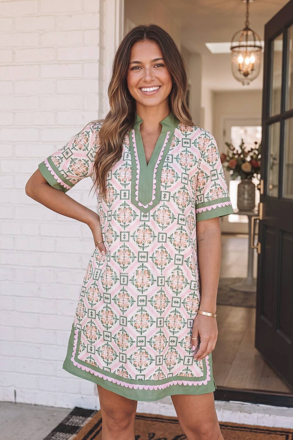 LAS Boho Floral Geometric Loose Mini Dress (S-XL)