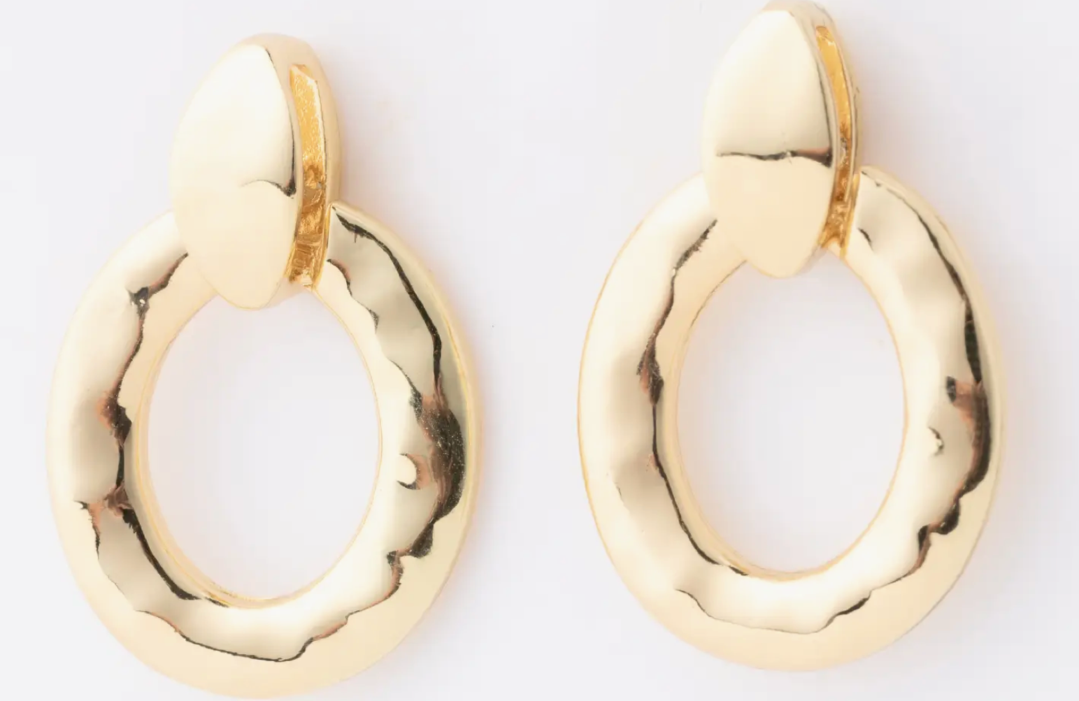 Gold Oval Drop Earrings