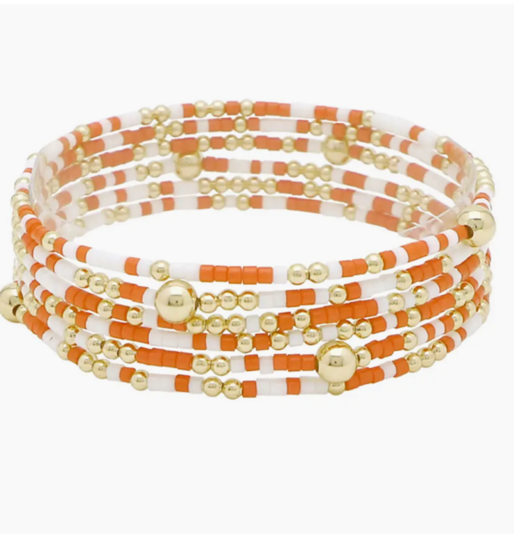 Orange and White Gameday Bracelet
