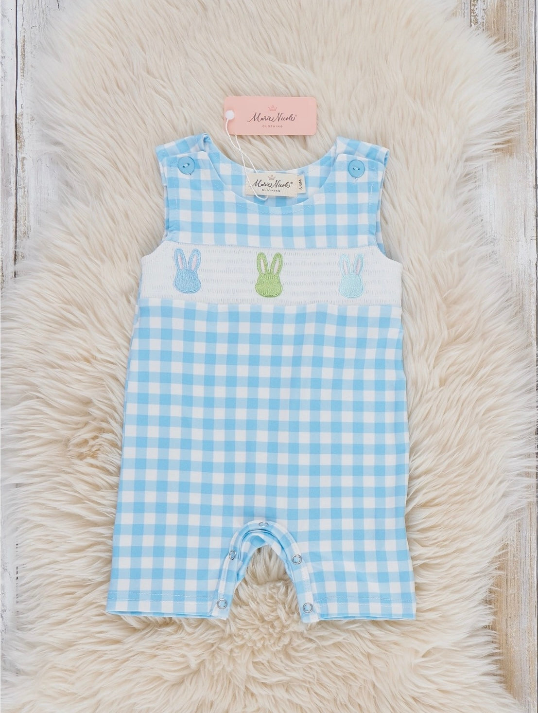 Bunny Gingham Smocked Johnny