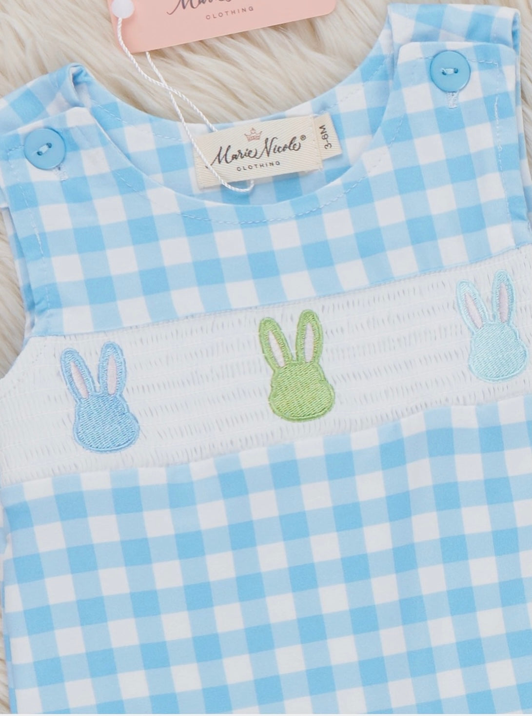 Bunny Gingham Smocked Johnny