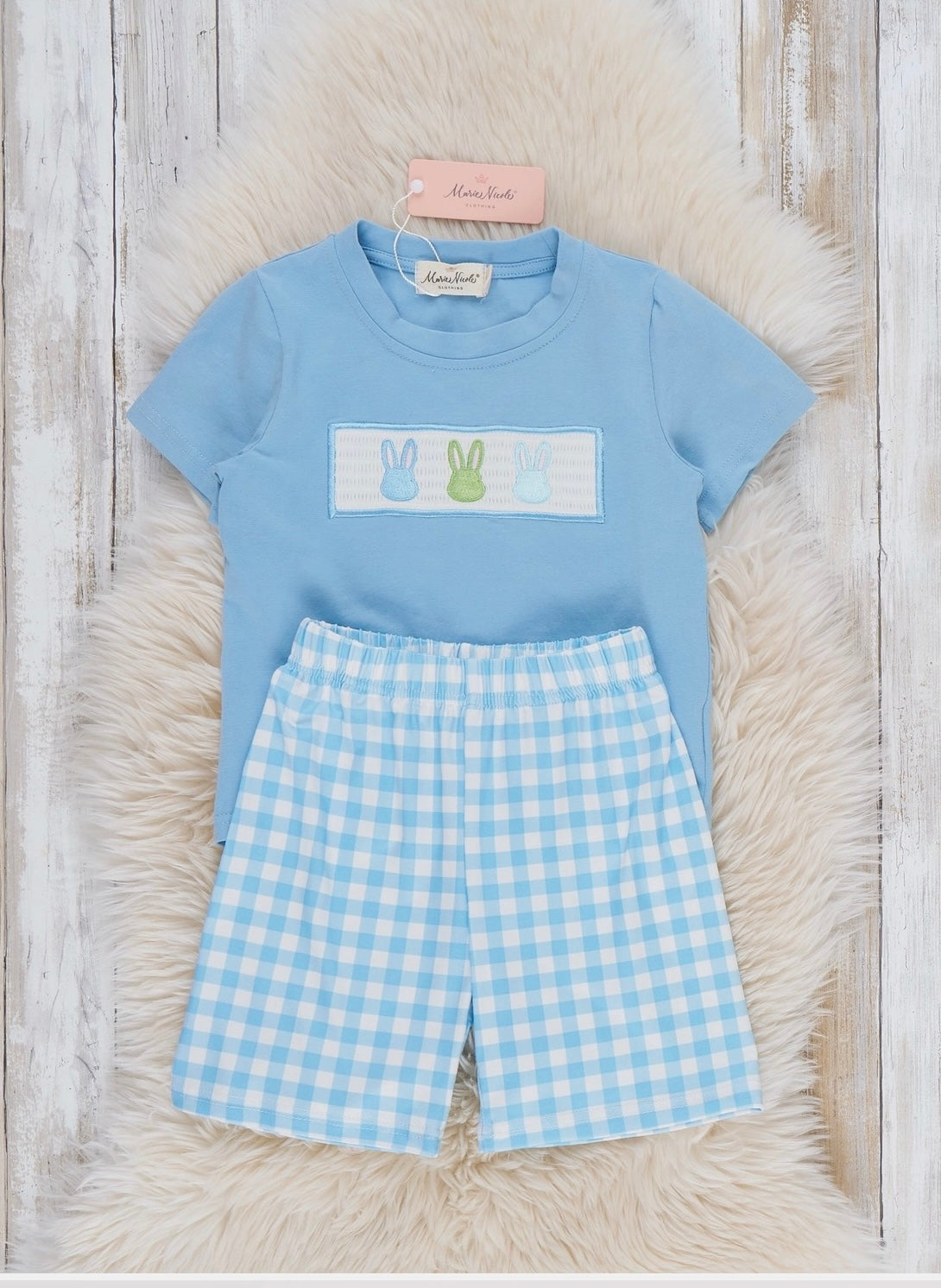 Bunny Gingham Smocked Outfit