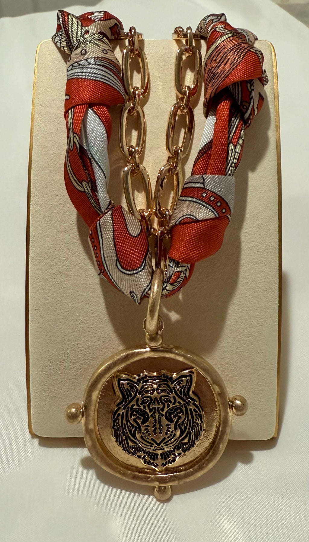 Tiger Pendant Scarf Necklace