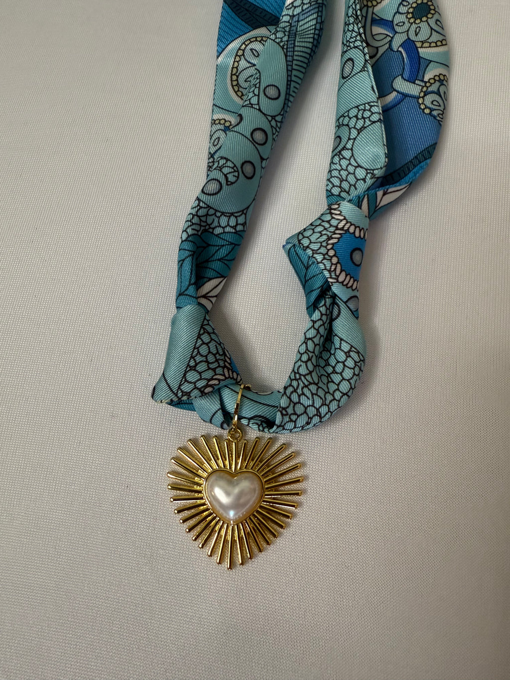 Pearl Heart Scarf Necklace