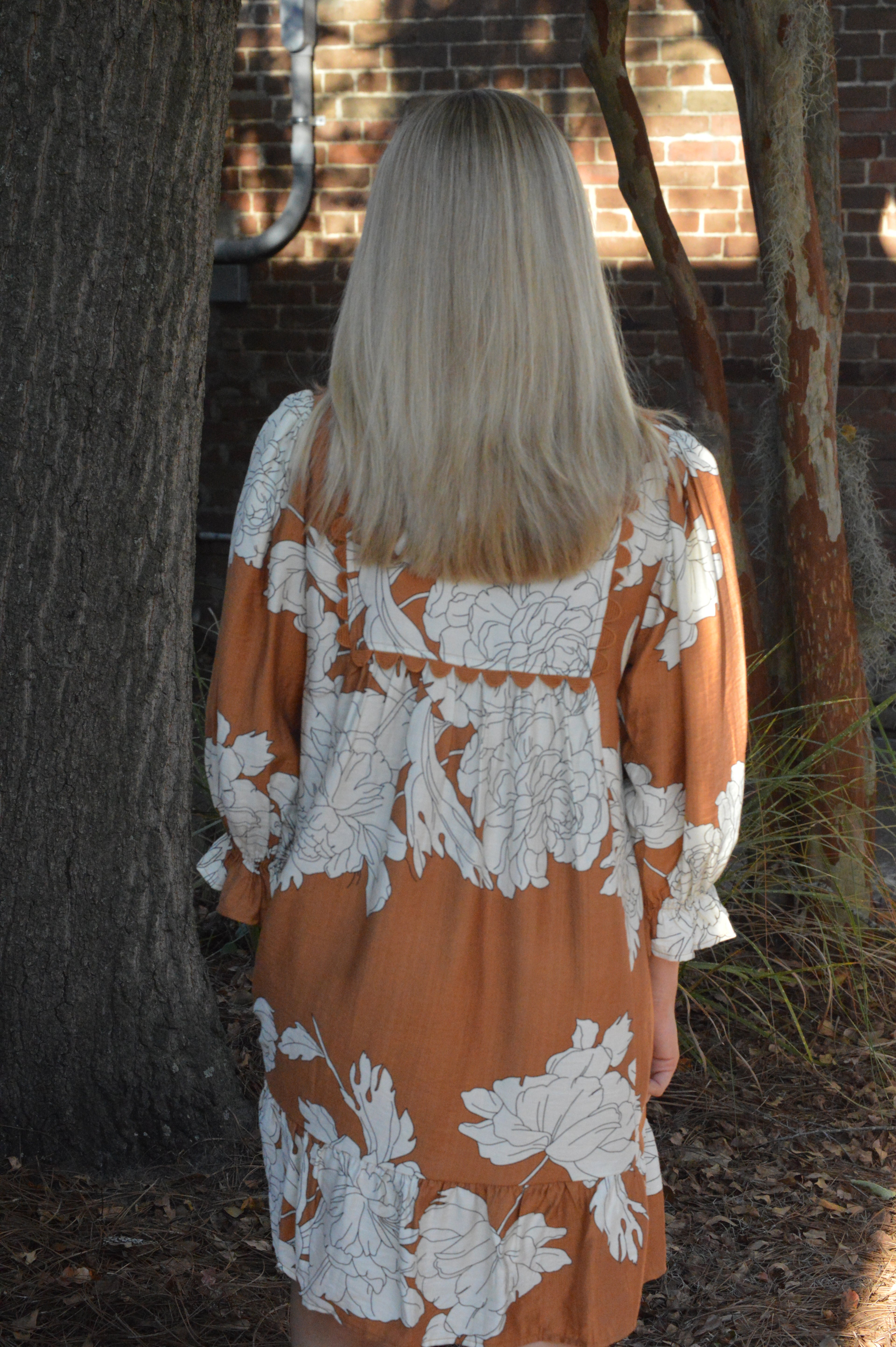 Golden Bloom Floral Dress