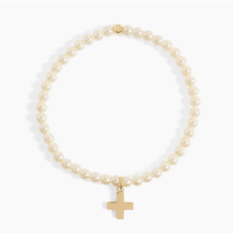 Pearl Bracelet with Cross Charm