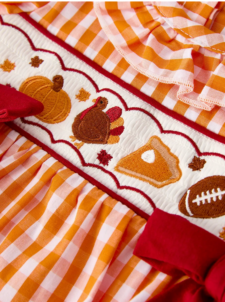 Little Turkey Gingham Romper
