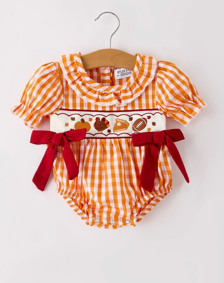 Little Turkey Gingham Romper