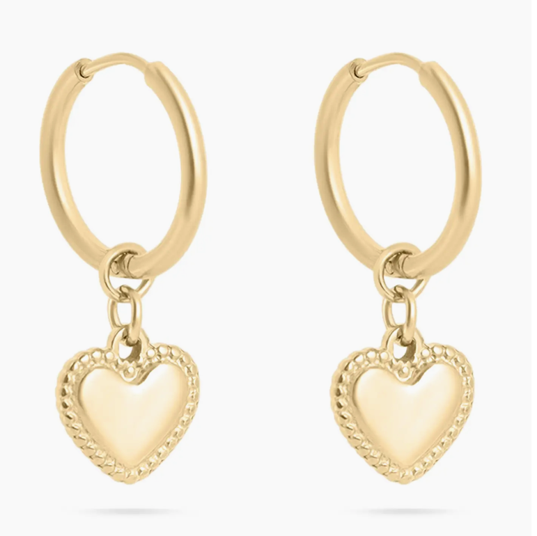 Heart Pendant Hoop Earrings