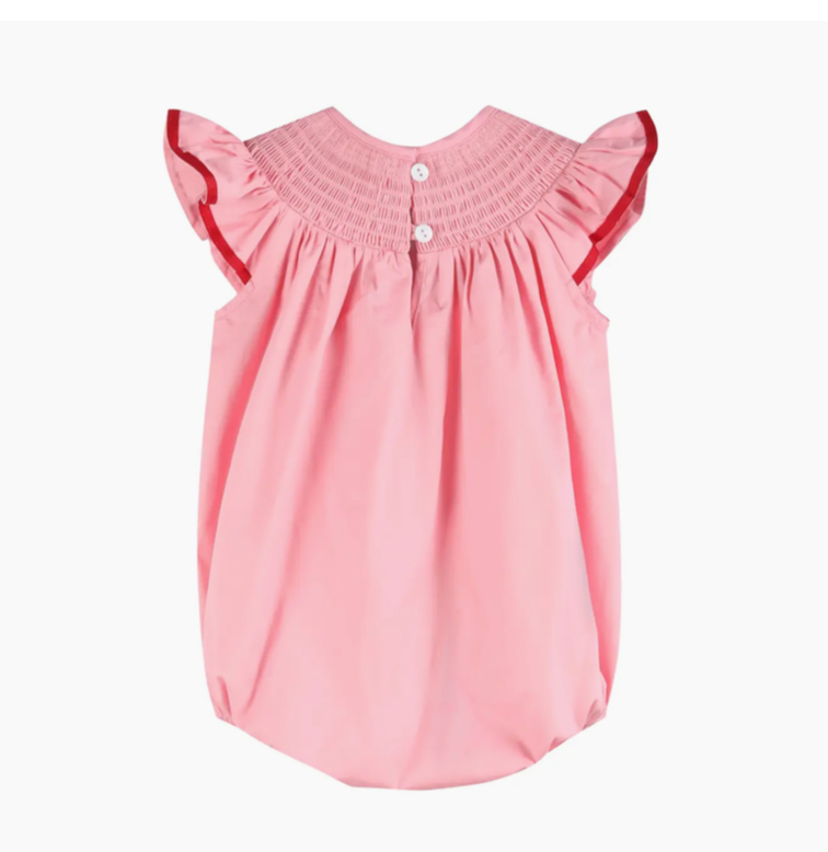 Pink Hearts Valentine Smocked Romper